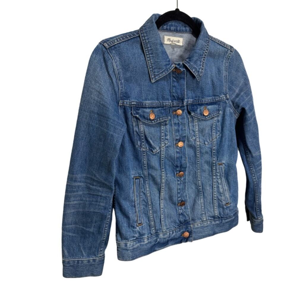 Madewell Blue Distressed Cotton Denim Jacket M - Picture 6 of 8